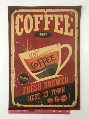 Coffee Shop Poster Vintage Retro Cafe Poster Print - Image 1 of 4