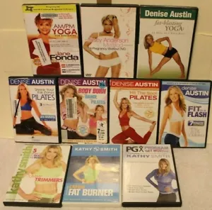 10 ACCEPTABLE workout DVDs Jane Fonda Denise Austin Kathy Smith yoga pilates - Foto 1 di 2