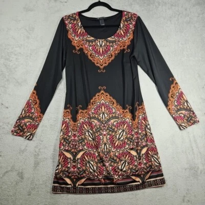 Vestido INC International Concept Negro Blanco Naranja Rosa Plata Tachonado Talla L Nuevo sin Etiquetas Foto 1 de 4