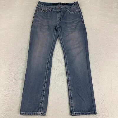 XTREME COUTURE MENS JEANS 30 X 30 BLUE THICK STICH EMBROIDERED - Image 1 of 4