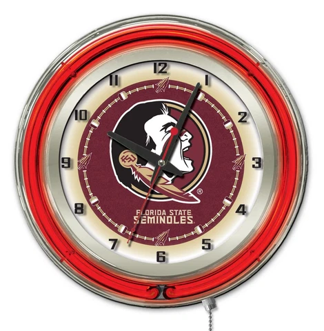 Florida State Seminoles HBS Neon Red Head Battery Powered Wall Clock (19") Cover