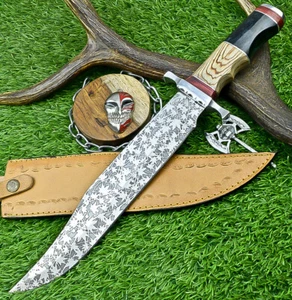 Coltello da caccia lama acciaio J2 17" personalizzato fatto a mano, coltello Bowie con fodero UN-7996 - Foto 1 di 10