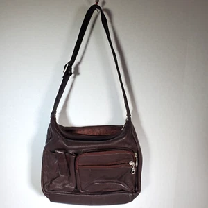 Paul & Taylor Adjustable Shoulder Strap Dark Brown Leather Purse - Picture 1 of 6