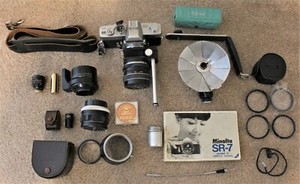 Minolta Srt 101 35mm film camera w/2 Lens and Lots of Accessories