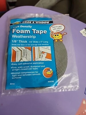 Cinta adhesiva de vinilo y espuma gris M-D 02238 17 L ft x 1/8 pulgadas de grosor Pack de 6 Foto 1 de 2