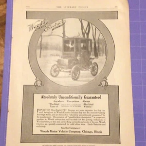 1910 WOODS ELECTRIC MOTOR VEHICLE Car Print Ad Chicago SNOW Chains 12x9 - Picture 1 of 6