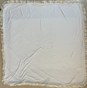 Sweet Bamboo Baby Blanket Double Layer Ivory Yellow Silk Trim Luxe Swaddle - Picture 1 of 4