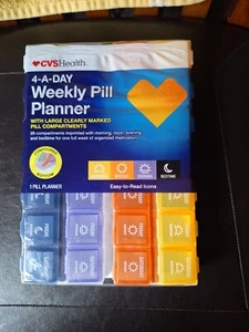 Weekly Pill Planner Multicolor, 4 A Day, CVS Health, NEW - Picture 1 of 3