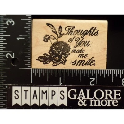 Club Scrap Rubber Stamps THOUGHTS OF YOU MAKE ME SMIKE ROSES SAYINGS #T39 Foto 1 de 2