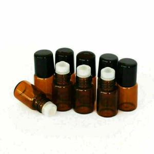 6pcs 2ml(16*35mm)Roller Glass Amber Bottles Essential Oil Glass Roller Ball - Picture 1 of 4