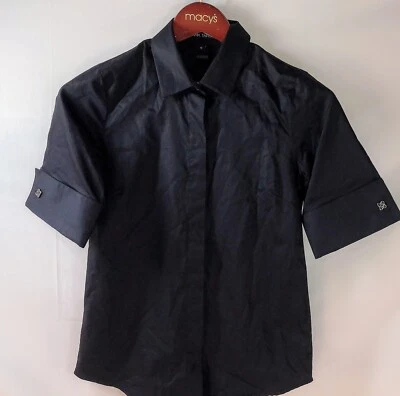 Camisa negra 100 % algodón tartán rosa para mujer talla 0 Foto 1 de 4