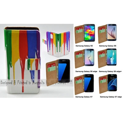 Funda tipo billetera con impresión de pintura arco iris para teléfono móvil Samsung Galaxy Series Foto 1 de 3