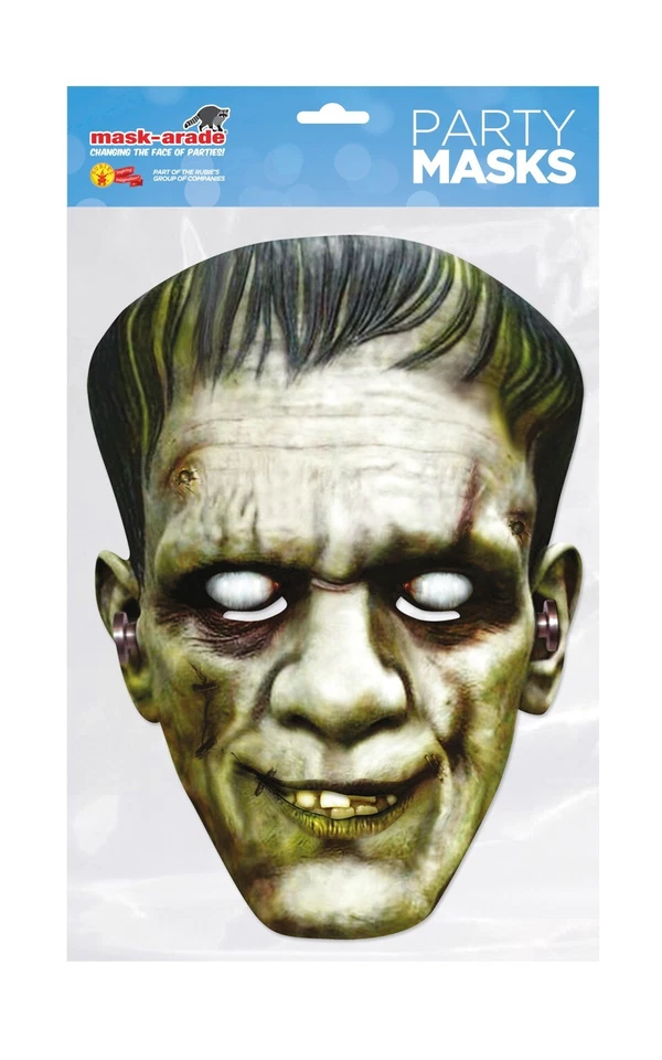 Frankenstein Monster 2D Card Party Face Mask -  Halloween Scary Fancy Dress Up - Image 1 of 1