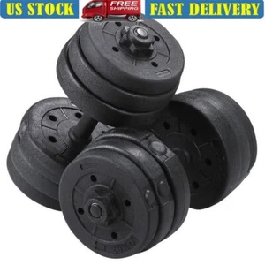 Adjustable Dumbbell Set Home Gym Exercise 44lb Weight Plates Spinlock Grips New - Picture 1 of 10