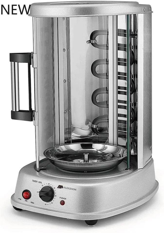 Flexzion Vertical Tower Rotating Rotisserie Oven Grill Shawarma Kebab Electric C