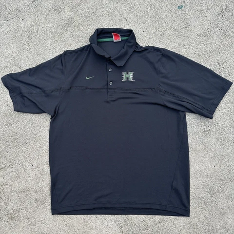 Nike Team Fit Dri Polo Men's XL Black University Hawaii Rainbow Warriors Shirt Cover