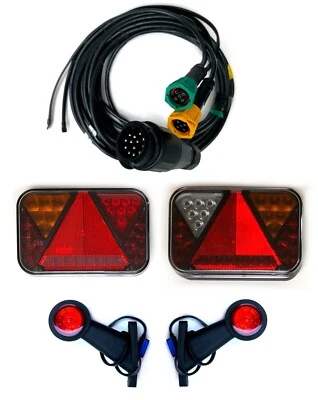 Anhängerbeleuchtung Set LED Rückleuchten Umrissleuchten 13 polig Kabelsatz 5 m - Bild 1 von 4