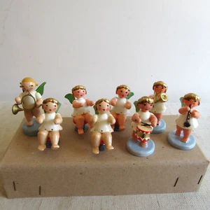 Vintage Erzebirge Hedo Wooden Angels Lot of 8 in Box Germany - Picture 1 of 4