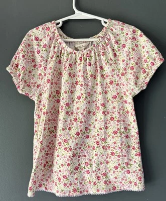 Matilda Jane Girls Sz 8 Top Enchanted Garden Springtime Flowers Tee Elastic Neck - Image 1 of 4