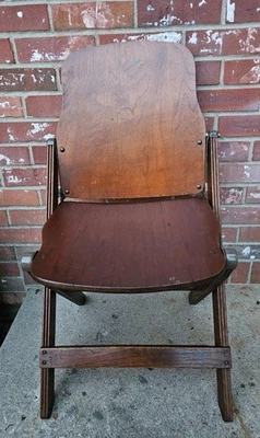 Silla plegable de roble vintage silla de mesa para tarjetas American Seating Co. #1 Foto 1 de 4