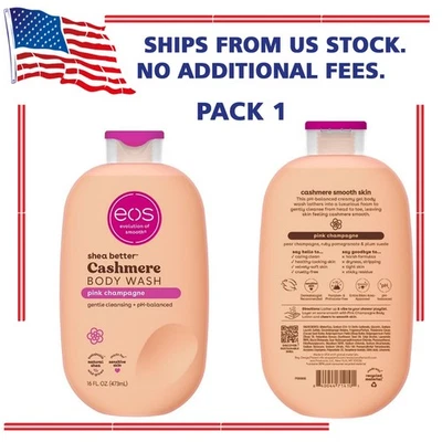 Jabón corporal eos Shea Better Cashmere, champán rosa, fórmula de gel cremoso, 16 oz. Foto 1 de 4