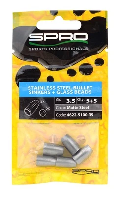 SPRO Stainless Steel Bullet Sinkers Bleifrei Edelstahl Patronenblei + Glasperlen - Bild 1 von 2