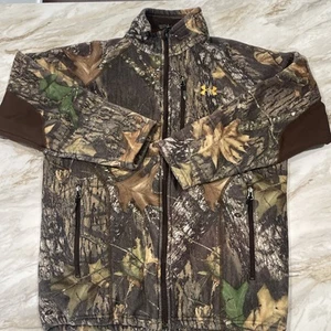 UNDER ARMOUR MOSSY OAK BREAK UP CAMO SOFTSHELL HUNTING JACKET M FLEECE LINED - Picture 1 of 13