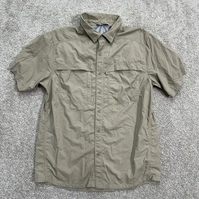 The North Face Mens L/G Beige Short Sleeve Button Up Shirt Pockets Outdoor - Image 1 of 4