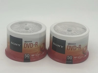 100 SONY Blank 16X DVD-R DVDR Logo Branded 4.7GB Media Disc 2x50pk - Image 1 of 4