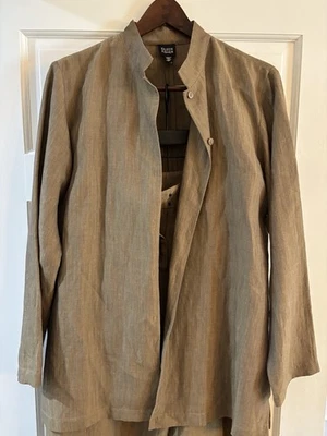 EILEEN FISHER Blazer M y Pantalones Conjunto de Traje Mujer Marrón Lino Viscosa Pantalones L Foto 1 de 4
