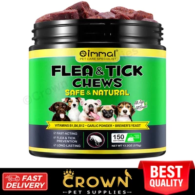 Píldoras masticables 100 % naturales para prevención de pulgas y garrapatas para todos los perros 150 masticables perro Foto 1 de 4