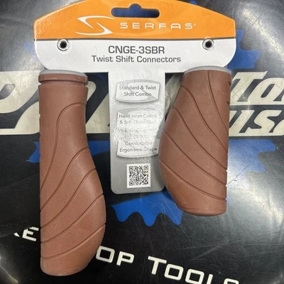 New Serfas Twist Shifter Grips Brown Grip Gripshift 90/130 3 7 Speed Retro Brown - Image 1 of 4