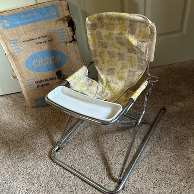 Винтажный 1960-х Cosco Baby вышибала джемпер сиденье зоопарк животных печати хром США W коробка - Изображение 1 из 4