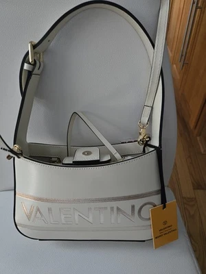 Nuevo con etiquetas y bolso antipolvo Valentino por Mario Valentino Kai Lavoro bolso de hombro marfil/dorado Foto 1 de 4