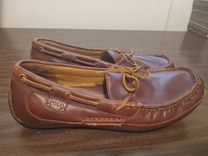 Polo Ralph Lauren Brown Driving Loafers Leather Moc Toe Roberts Men's Sz 9.5 D - Picture 1 of 6
