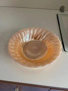 Vintage (Fire King) Anchor Hocking Peach Lustre Swirl 6 1/2” Glass Bowl - Picture 1 of 3