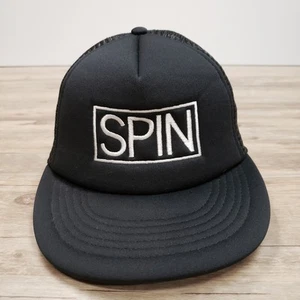 SPIN Magazine Hat Cap Snap Back Black Mesh Trucker Embroidered Logo One Size Men - Picture 1 of 7