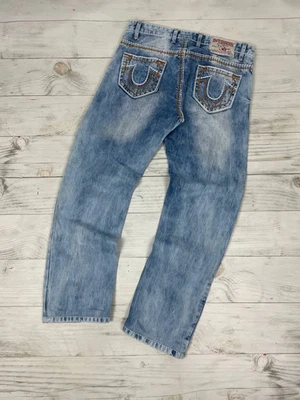 Jeans jeans vintage True Religion Logan Super T anos 90 folgado masculino tamanho 34 azul - Imagem 1 de 4