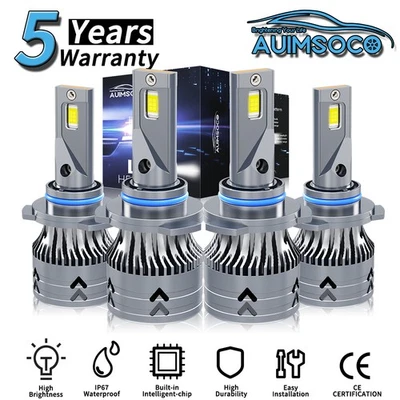 For Chevrolet C1500 1990 1999 Cab Pickup 2-Door LED Headlight Bulbs Hi-Lo Beam - Image 1 of 4