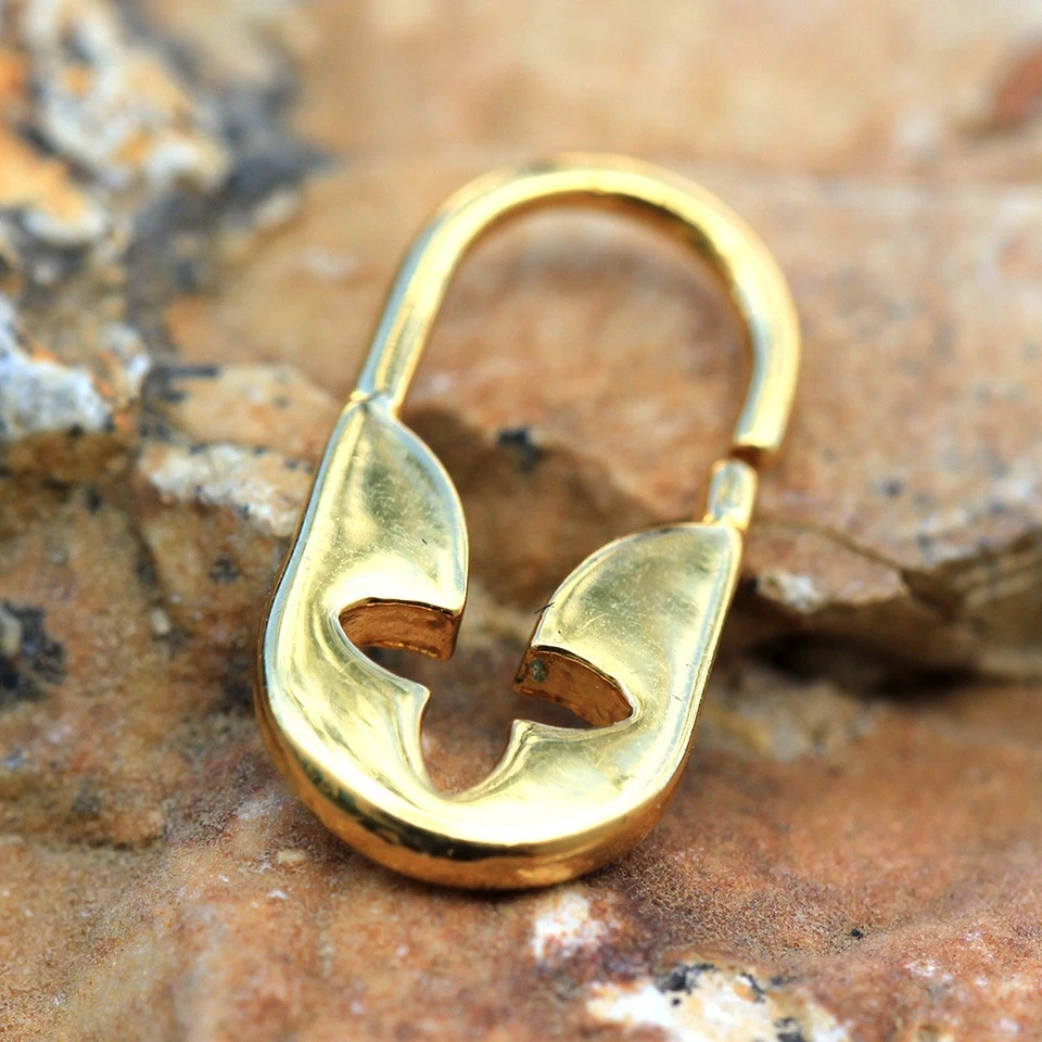 Gold Plated Flower Padlock Cartilage Earring / Septum Ring - Image 1 of 4