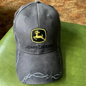 Awesome John Deere Hat Cap Tractors Farming Barbed Wire Outdoors Gray NWOT - Picture 1 of 12