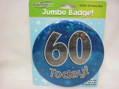 Insignia gigante de feliz cumpleaños Oaktree llévala o muéstrala 60 hoy azul Foto 1 de 2