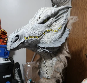 Vintage Illusive Concepts Oversized Halloween Latex Mask ~ ALBINO DRAGON ~Rare - Picture 1 of 21