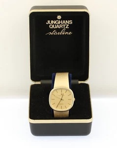 Junghans Herren Armbanduhr mit Milanaiseband in 14 kt 14k 585 er Gelb Gold Quarz - Bild 1 von 19