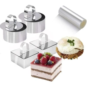 9Pack 3.15‘’ Food Rings Molds with 3 Inch Cake Collars Stainless Steel Cake R... - Picture 1 of 7