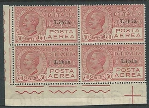 1928-29 LIBIA POSTA AEREA EFFIGIE 50 CENT QUARTINA MNH ** - VA36-2 - Picture 1 of 1