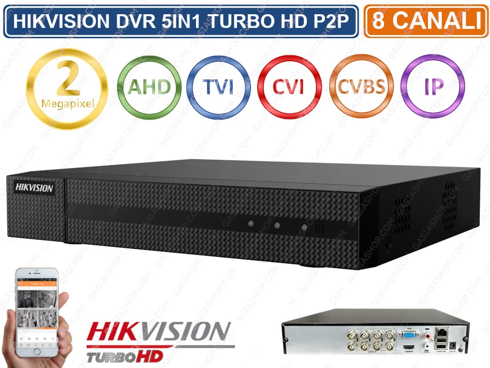 HIKVISION HWD-5108M DVR 5IN1 AHD CVI TVI CVBS IP 8 CH CANALI UTC 2 MPX TURBO HD