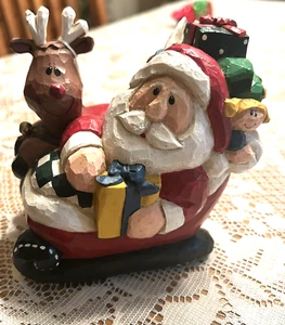 EDDIE WALKER Midwest, SANTA w SLEIGH of TOYS, MUSIC BOX,  New Old Stock  Rudolph - Picture 1 of 5