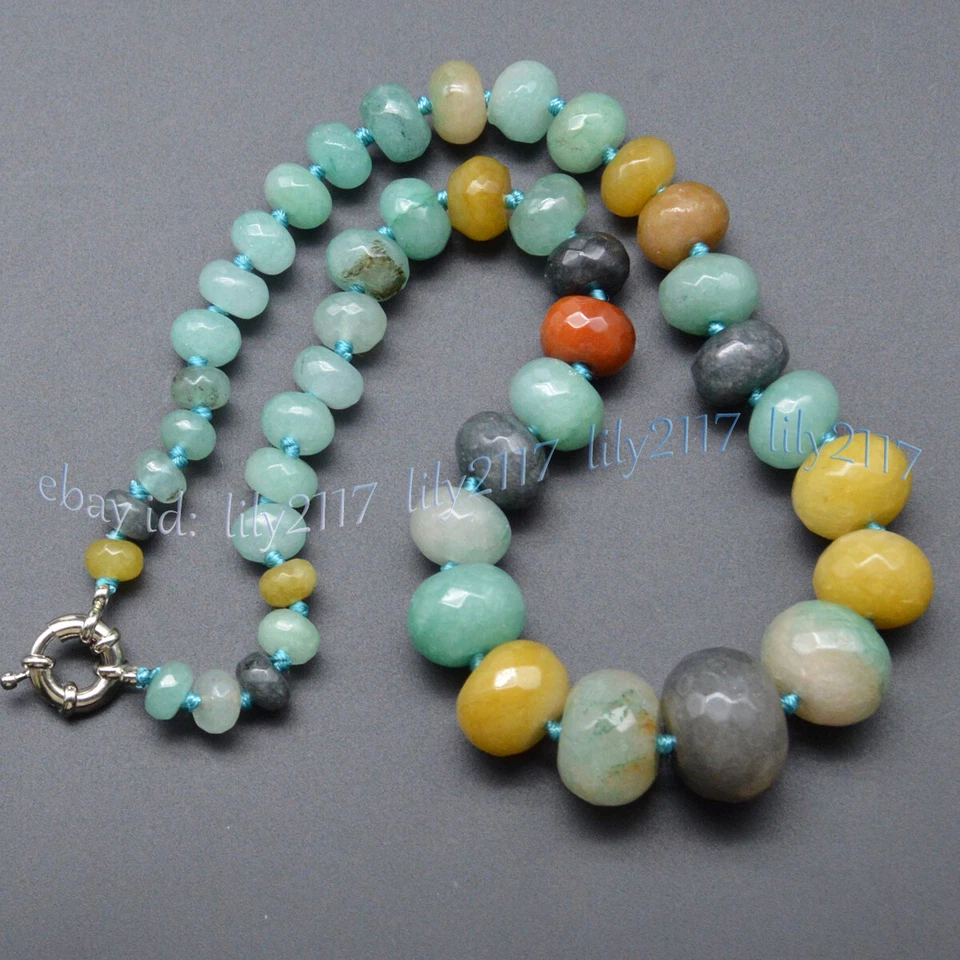 Enorme collar de cuentas rondelle de piedras preciosas de amazonita multicolor facetadas de 10-20 mm de 18"" Foto 1 de 4