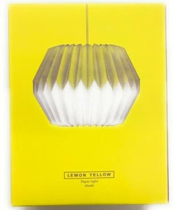 Lampshade Lemon Yellow Paper Light Shade Wild Wood Gift Home Geometric - Picture 1 of 3
